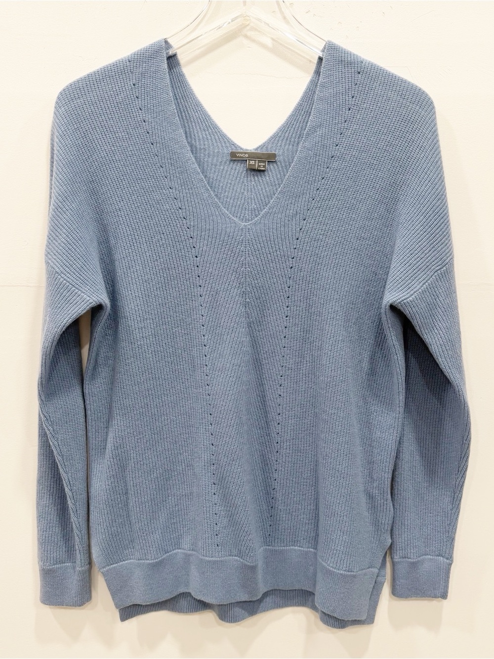 Vince Cashmere Sweater V-Neck Lightweight Knit Light Blue X-Small - Picture 2 of 7